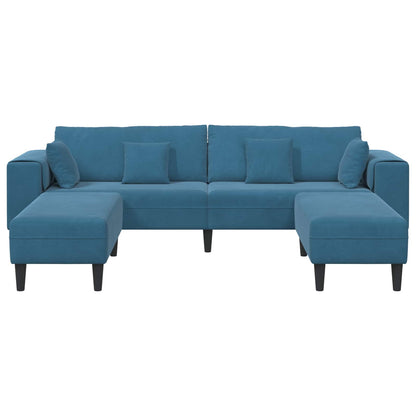 vidaXL Sofa mit Kissen 3 pcs Blau Samt