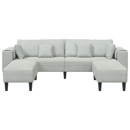 vidaXL Sofa mit Kissen 3 pcs Hellgrau Samt