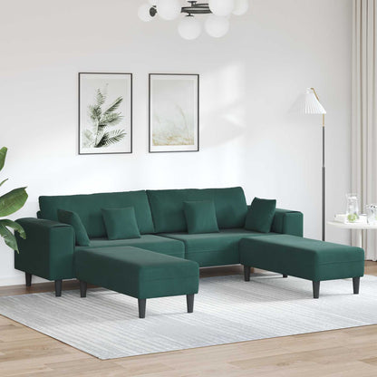 vidaXL Sofa mit Kissen 3 pcs Dunkelgrün Samt