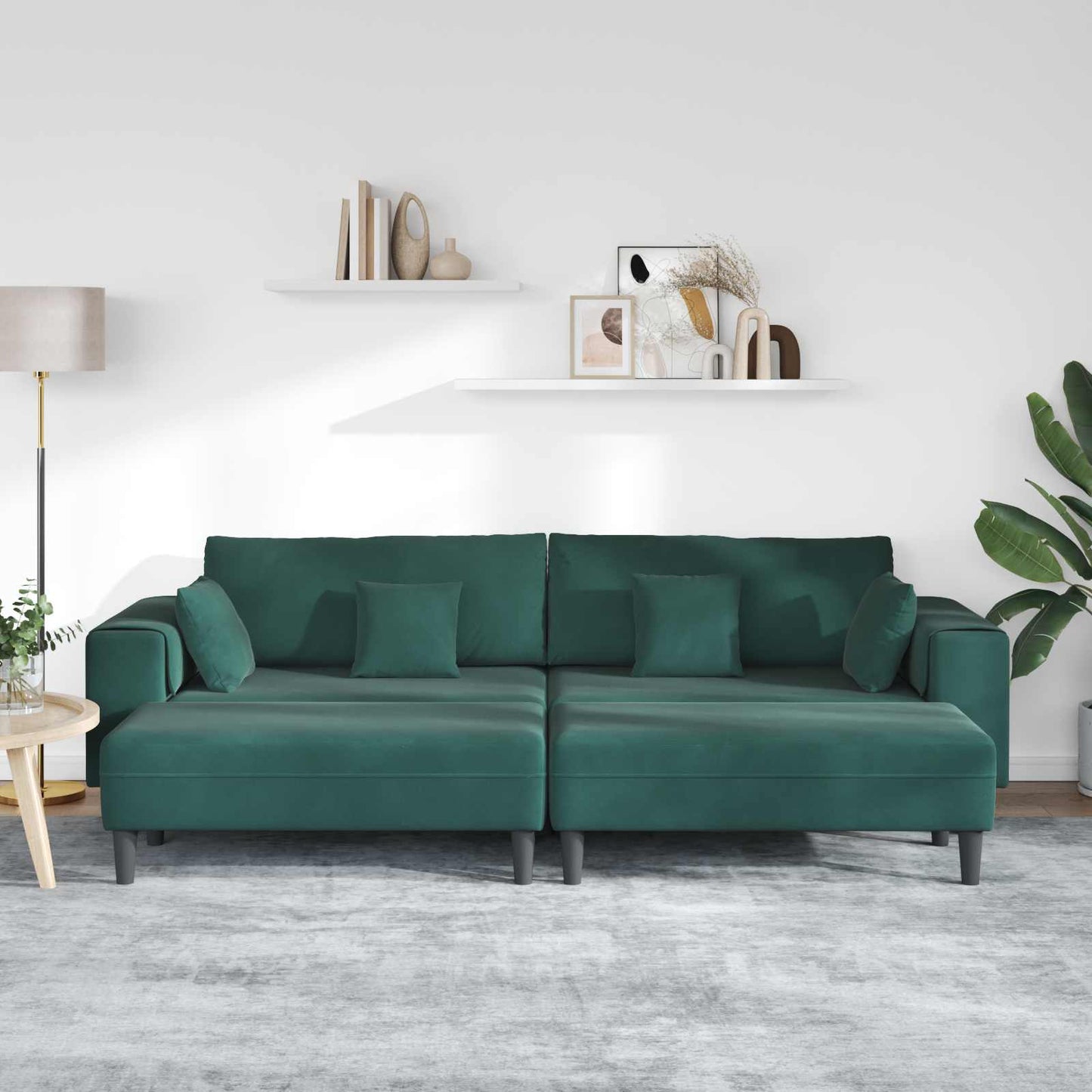 vidaXL Sofa mit Kissen 3 pcs Dunkelgrün Samt