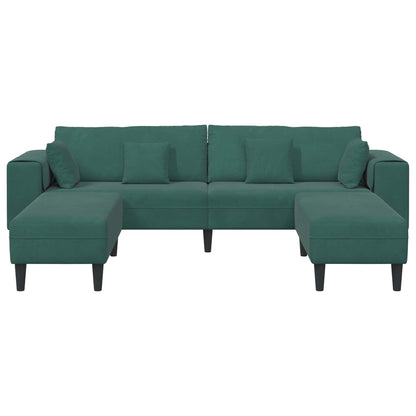 vidaXL Sofa mit Kissen 3 pcs Dunkelgrün Samt