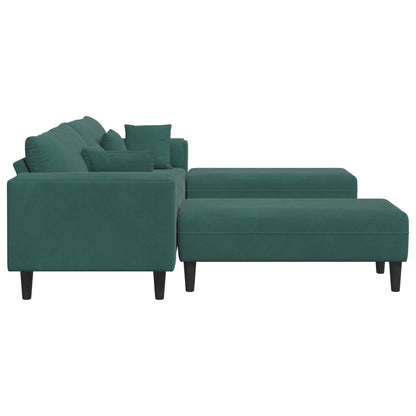 vidaXL Sofa mit Kissen 3 pcs Dunkelgrün Samt