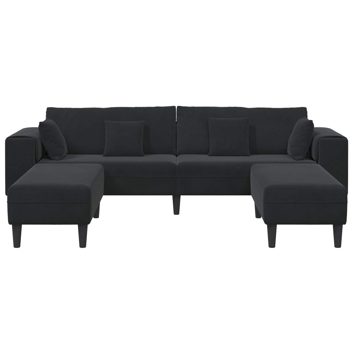 vidaXL Sofa mit Kissen 3 pcs Schwarz Samt