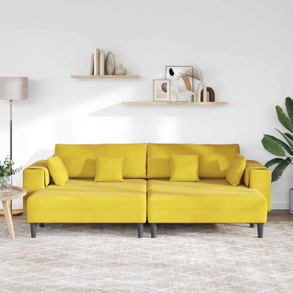 vidaXL Sofa mit Kissen 3 pcs Gelb Samt