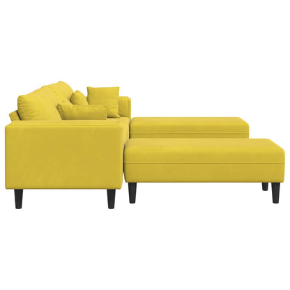 vidaXL Sofa mit Kissen 3 pcs Gelb Samt