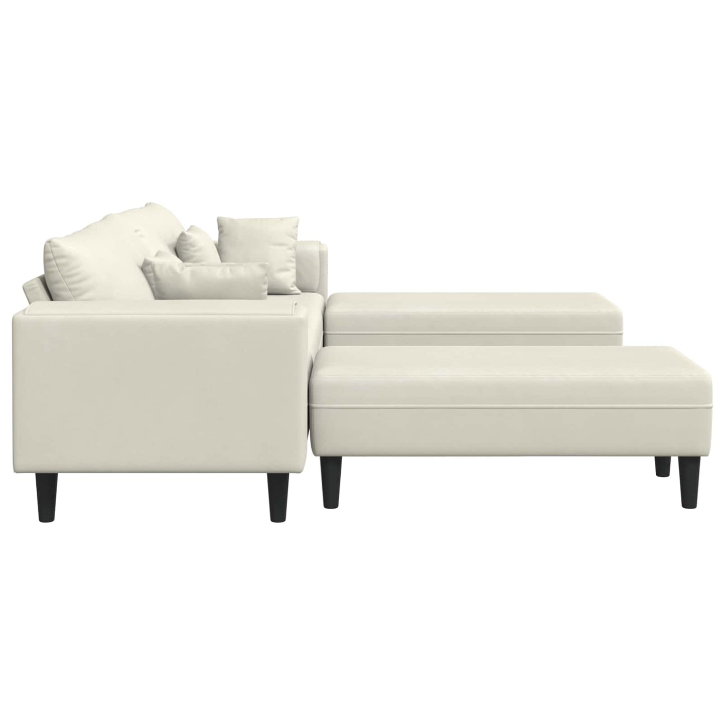 vidaXL Sofa mit Kissen 3 pcs Creme Samt