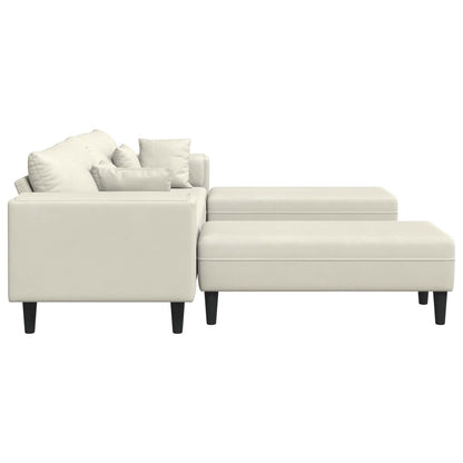 vidaXL Sofa mit Kissen 3 pcs Creme Samt