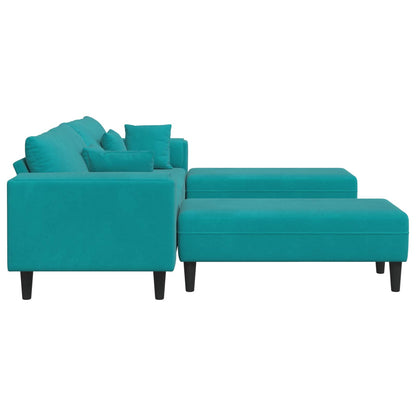 Sofa mit Kissen 3 pcs Türkis Samt