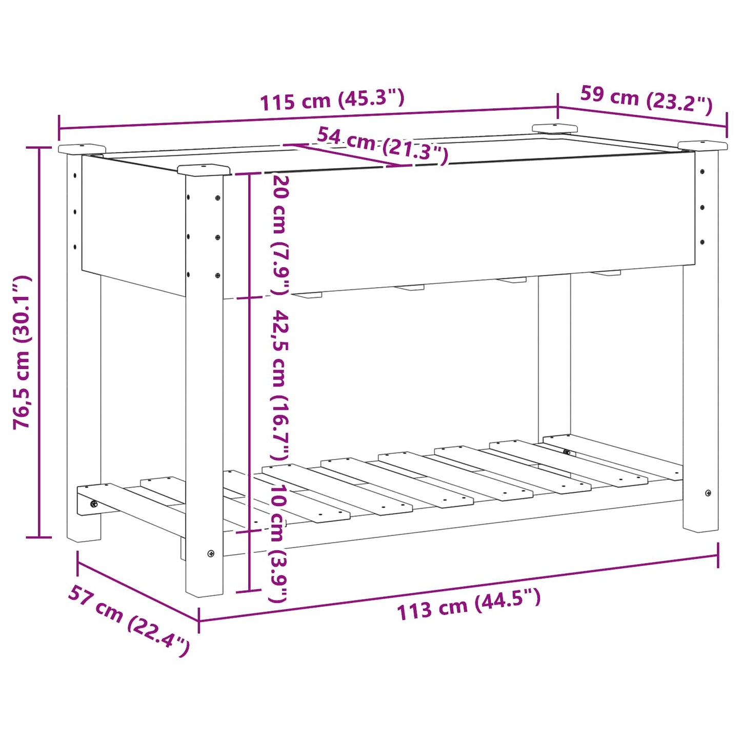 vidaXL Garten-Pflanzgefäß mit Regal Beige 115 x 59 x 76,5 cm