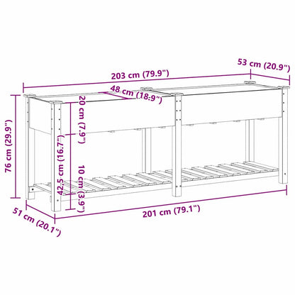 vidaXL Garten-Pflanzgefäß mit Regal Beige 203 x 53 x 76,5 cm