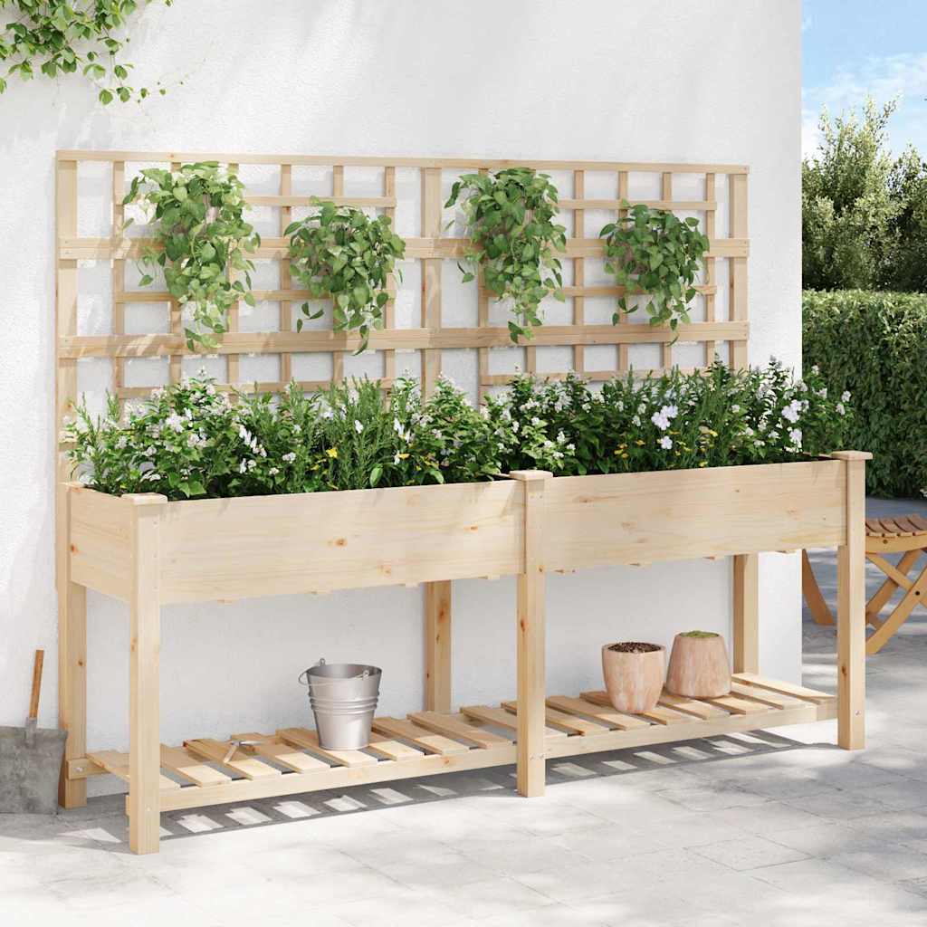 vidaXL Jardinière de jardin avec étagère Beige 203,5 x 54 x 152,5 cm