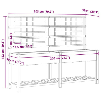 vidaXL Jardinière de jardin avec étagère Beige 203,5 x 54 x 152,5 cm