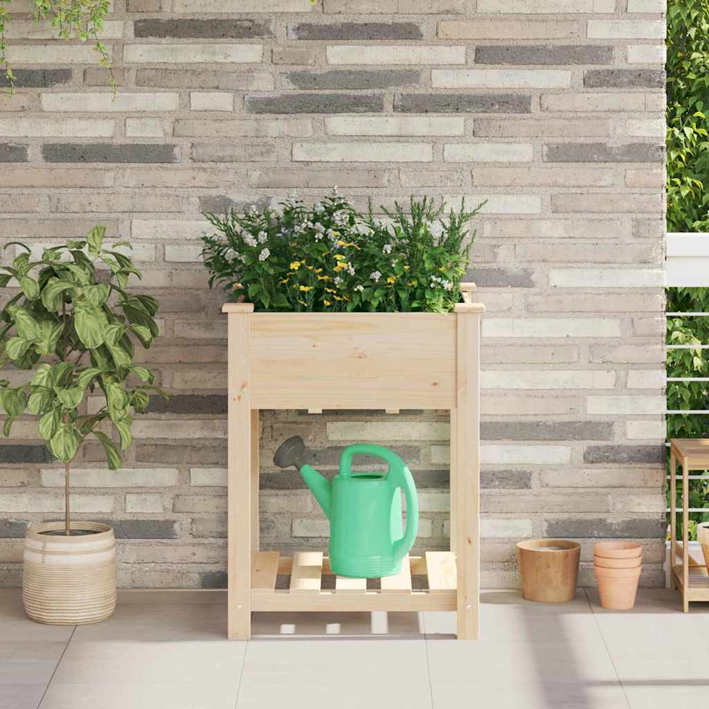 vidaXL Jardinière de jardin avec étagère Beige 60,5 x 60 x 76,5 cm