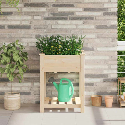 vidaXL Jardinière de jardin avec étagère Beige 60,5 x 60 x 76,5 cm