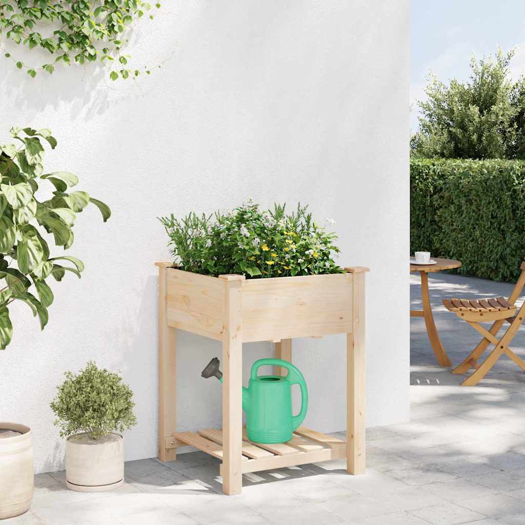 vidaXL Jardinière de jardin avec étagère Beige 60,5 x 60 x 76,5 cm