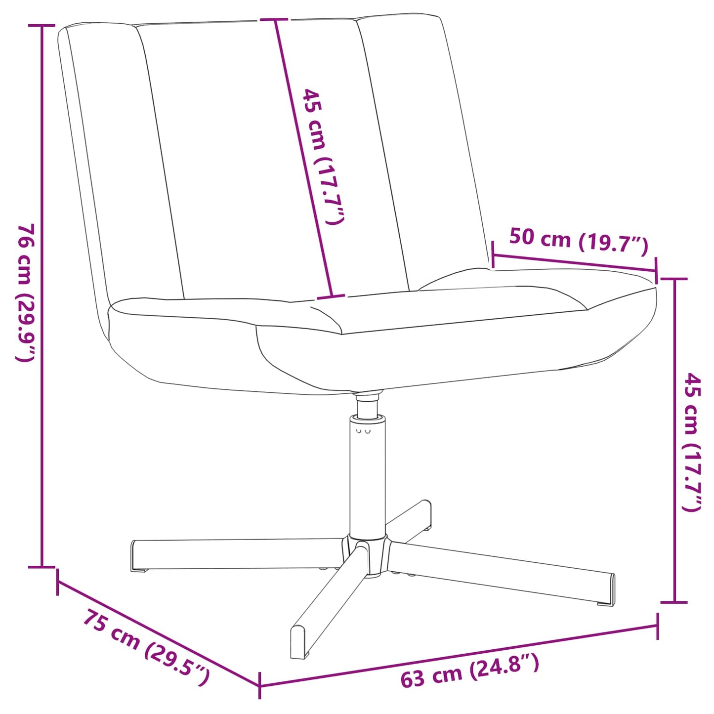 Drehstuhl Rosa 63 x 75 x 76 cm Schafsleder