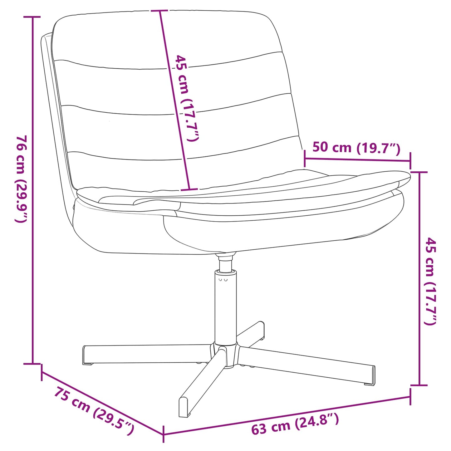 Drehstuhl Weinrot 63 x 75 x 76 cm Stoff