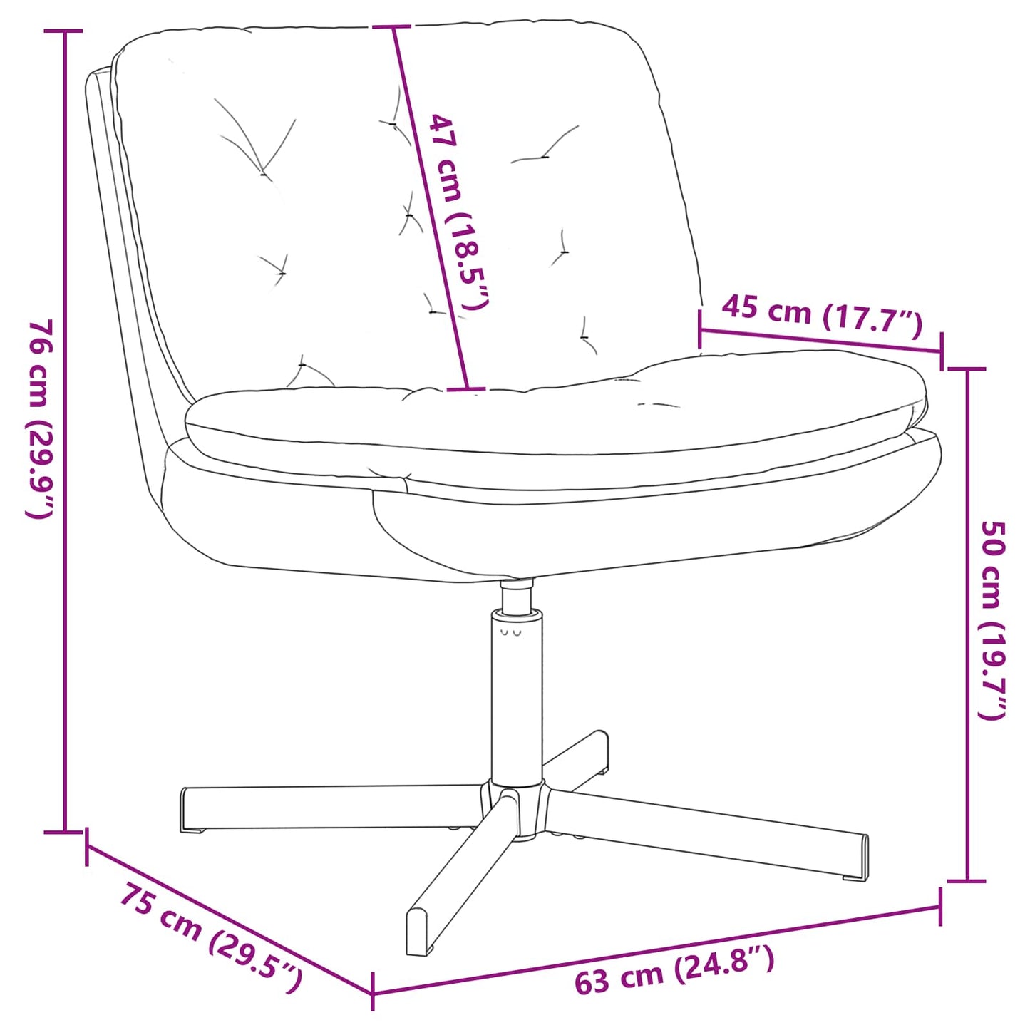 vidaXL Drehender Entspannungsstuhl Blau 63 x 75 x 76 cm Samt