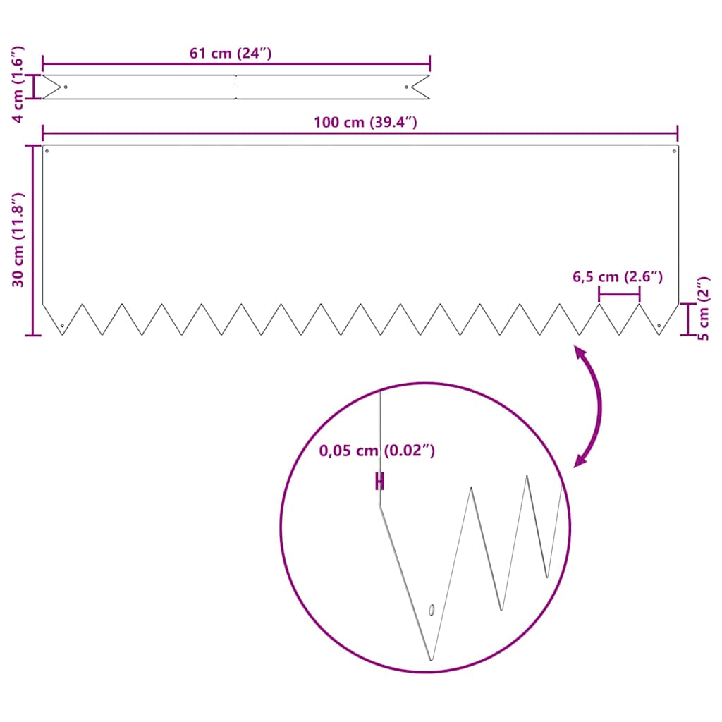 Raseneinfassung 50 pcs Olive Grün 100 x 0,05 x 20 cm