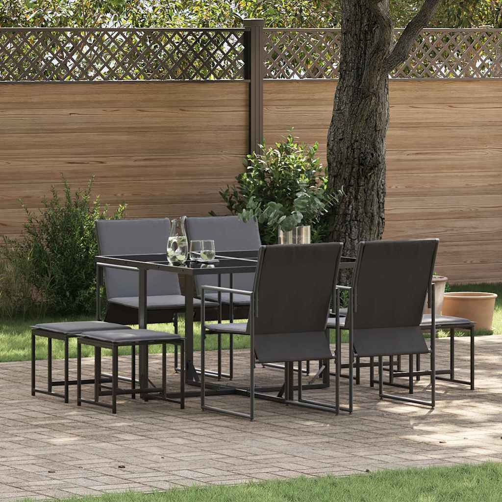 Garten Essgruppe 9 pcs Schwarz Stahl