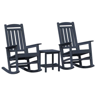 vidaXL Fauteuil à bascule 3 pcs Bleu marine Polyéthylène