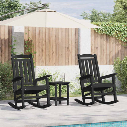 vidaXL Fauteuil à bascule 3 pcs Noir Polyéthylène