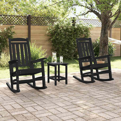 vidaXL Fauteuil à bascule 3 pcs Noir Polyéthylène