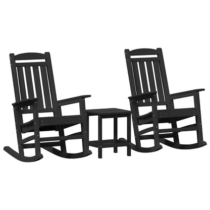 vidaXL Fauteuil à bascule 3 pcs Noir Polyéthylène