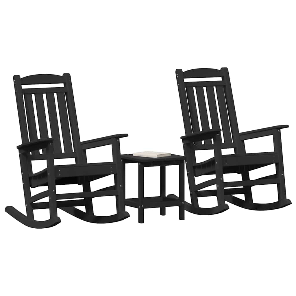 vidaXL Fauteuil à bascule 3 pcs Noir Polyéthylène