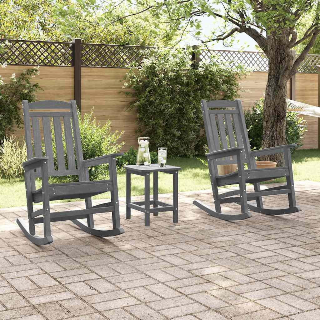 vidaXL Ensemble de 3 chaises à bascule de jardin Gris clair 38 x 38 x 46 cm