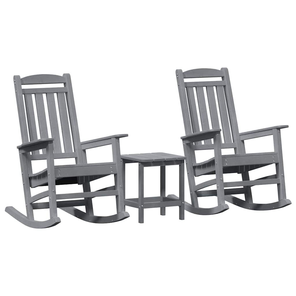 vidaXL Ensemble de 3 chaises à bascule de jardin Gris clair 38 x 38 x 46 cm