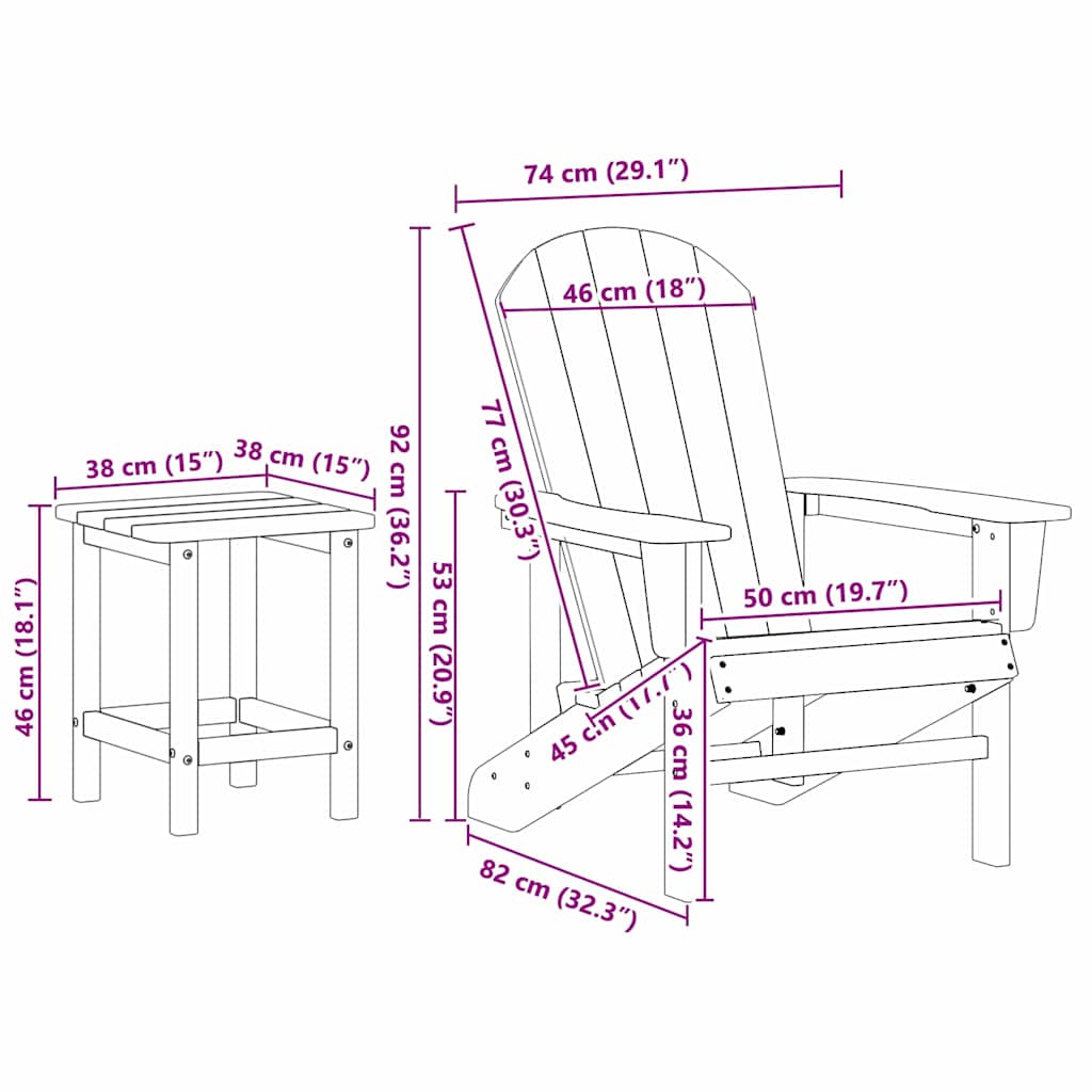 vidaXL Garten Lounge Möbel 3 pcs Hellgrau 38 x 38 x 46cm Polyethylen
