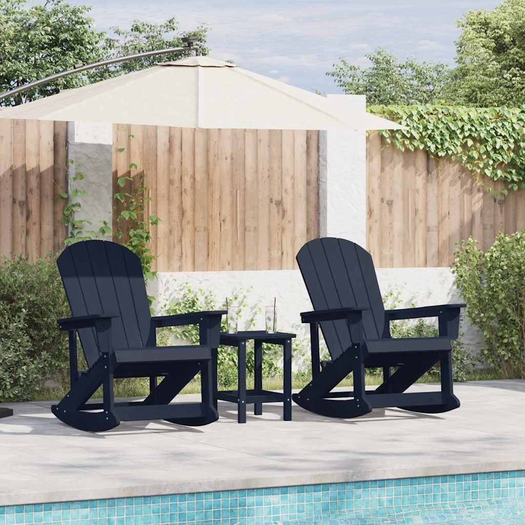 vidaXL Salon de jardin 3 pcs Bleu marine HDPE