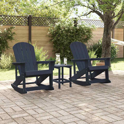 vidaXL Salon de jardin 3 pcs Bleu marine HDPE
