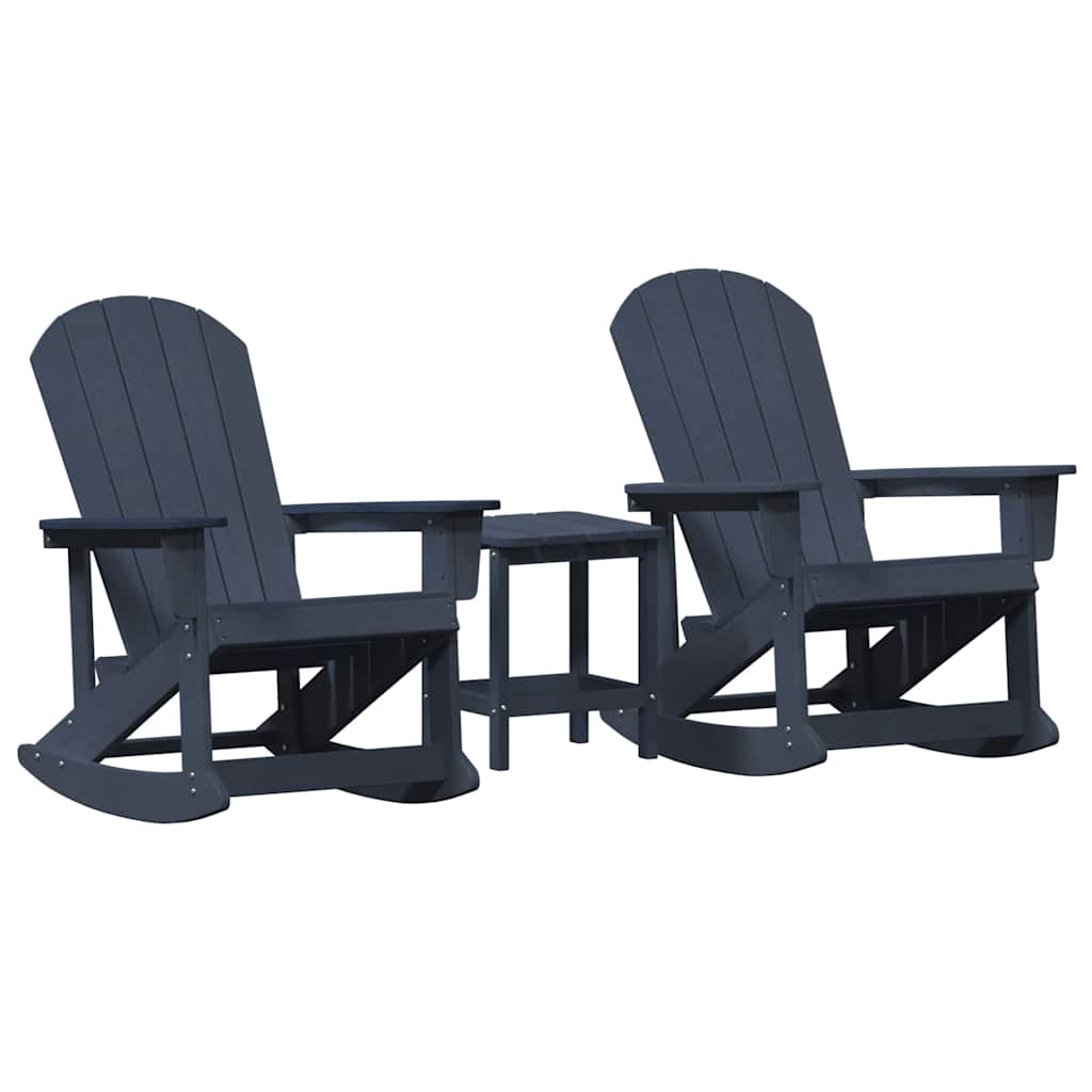 vidaXL Salon de jardin 3 pcs Bleu marine HDPE