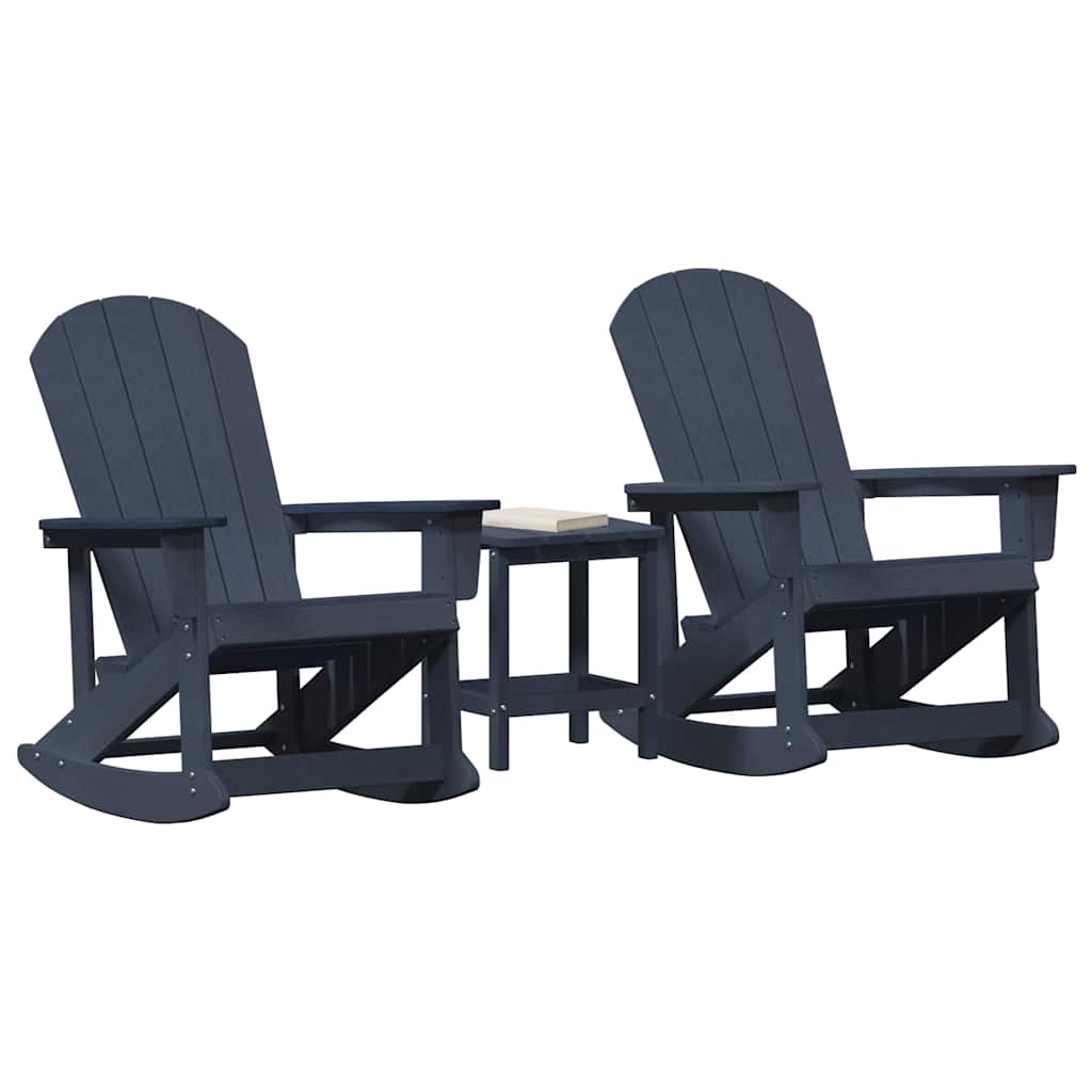 vidaXL Salon de jardin 3 pcs Bleu marine HDPE