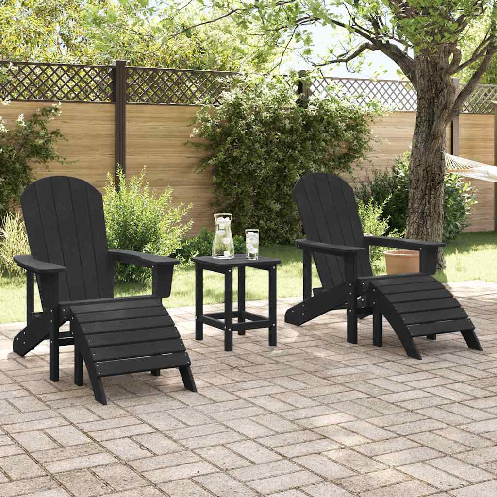 vidaXL Gartenstuhl 3 pcs Schwarz Polyethylen