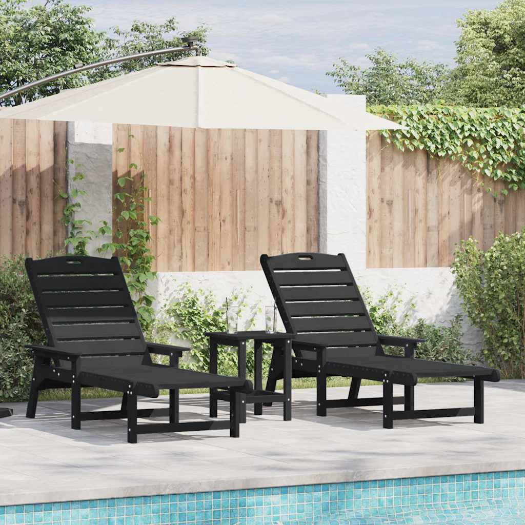 Sonnenliege 2 pcs Schwarz 195,5 x 53 x 98,5 cm Polyethylen