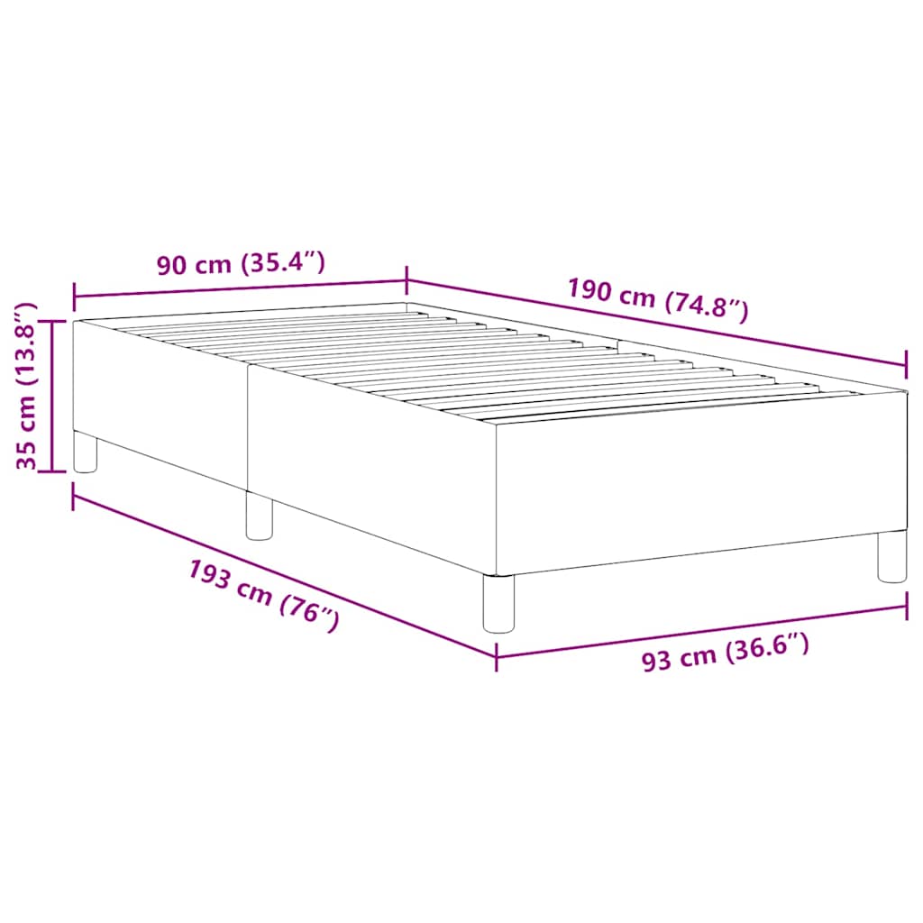 Boxspringbett Creme 90 x 190 cm Cordstoff