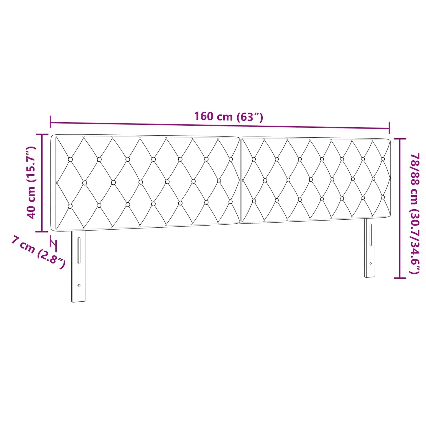 vidaXL Kopfteil mit Kopfteil Schwarz 160 cm Kunstleder