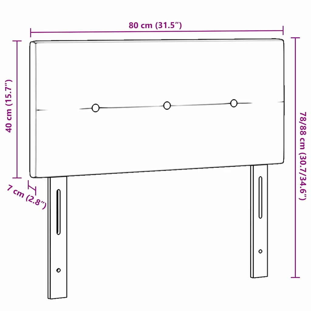 Kopfteil Hellgrau 80 cm Samt