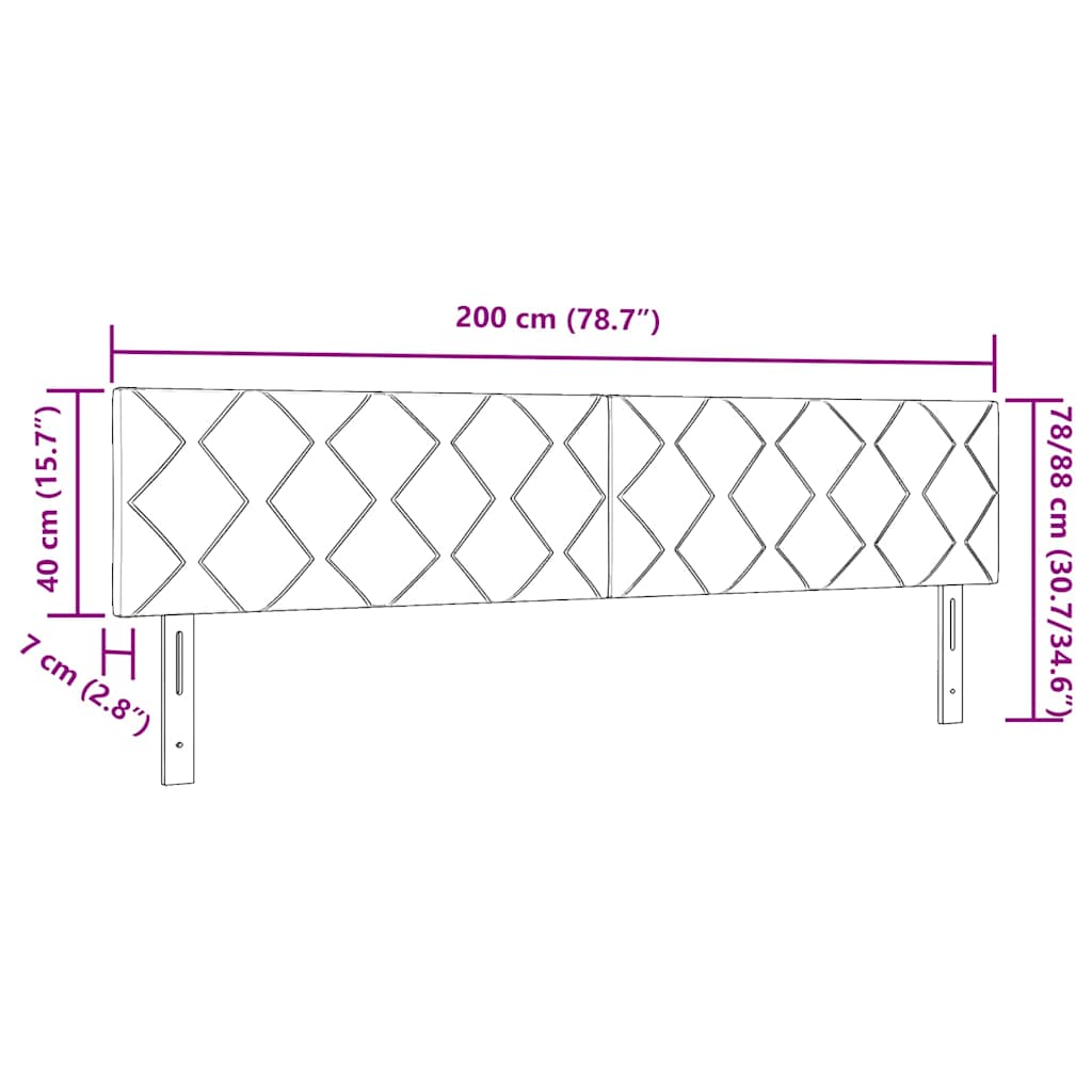 Kopfteil Hellgrau 200 cm Stoff
