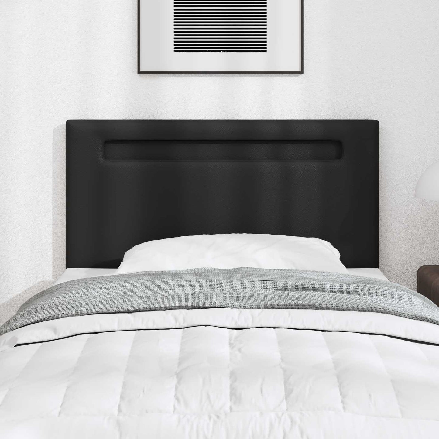 vidaXL LED Kopfteil Schwarz 90 cm Kunstleder