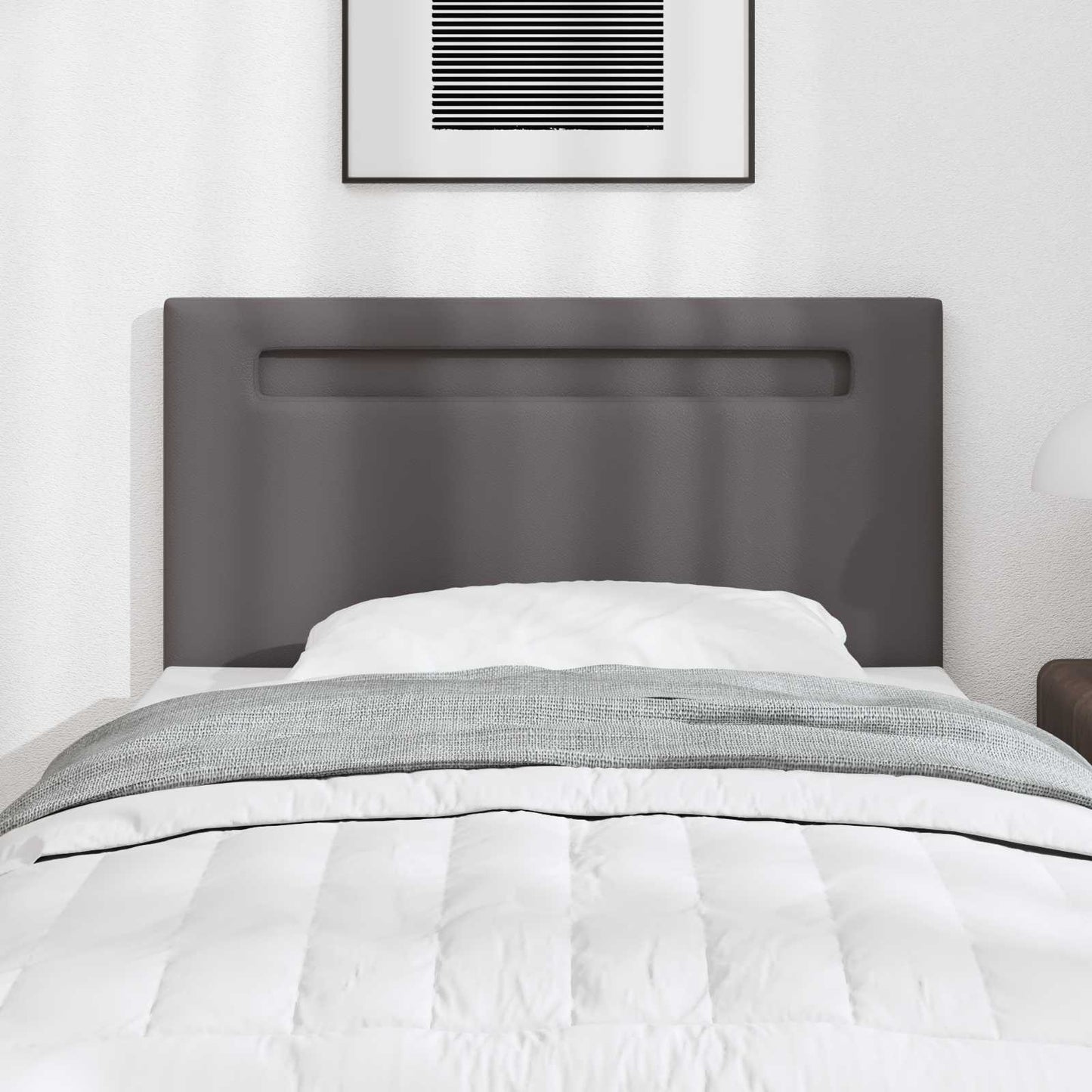 vidaXL LED Kopfteil Grau 90 cm Kunstleder