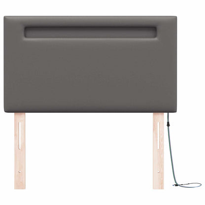 vidaXL LED Kopfteil Grau 90 cm Kunstleder