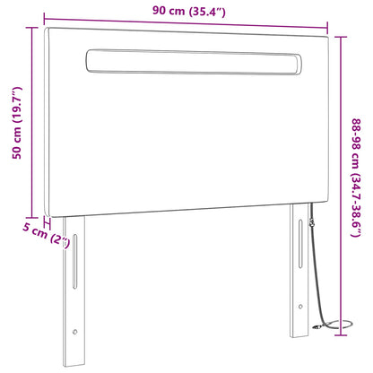 vidaXL LED Kopfteil Grau 90 cm Kunstleder