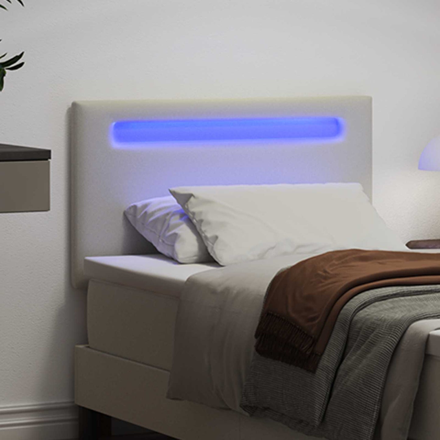 vidaXL LED Kopfteil Weiß 100 cm Kunstleder
