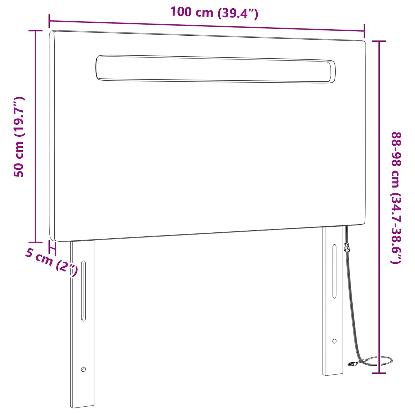 vidaXL LED Kopfteil Weiß 100 cm Kunstleder