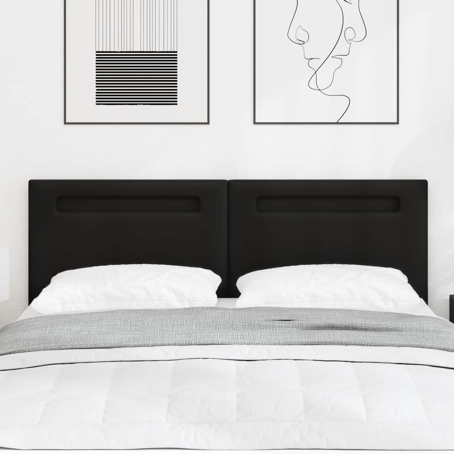 LED Kopfteil Schwarz 144 cm Kunstleder