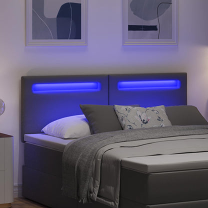 vidaXL LED Kopfteil Grau 160 cm Kunstleder